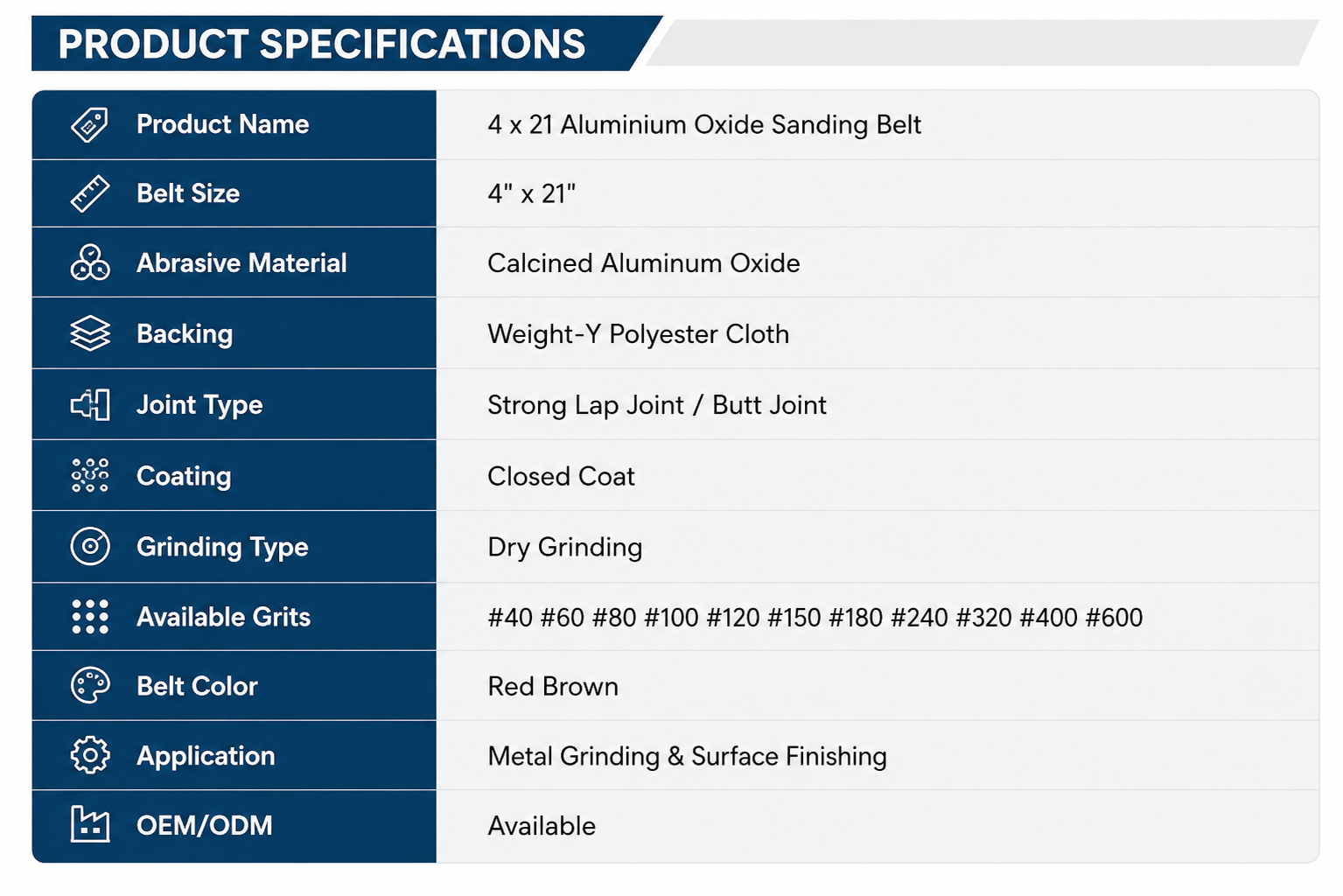 Aluminium Oxide Sanding Belt
