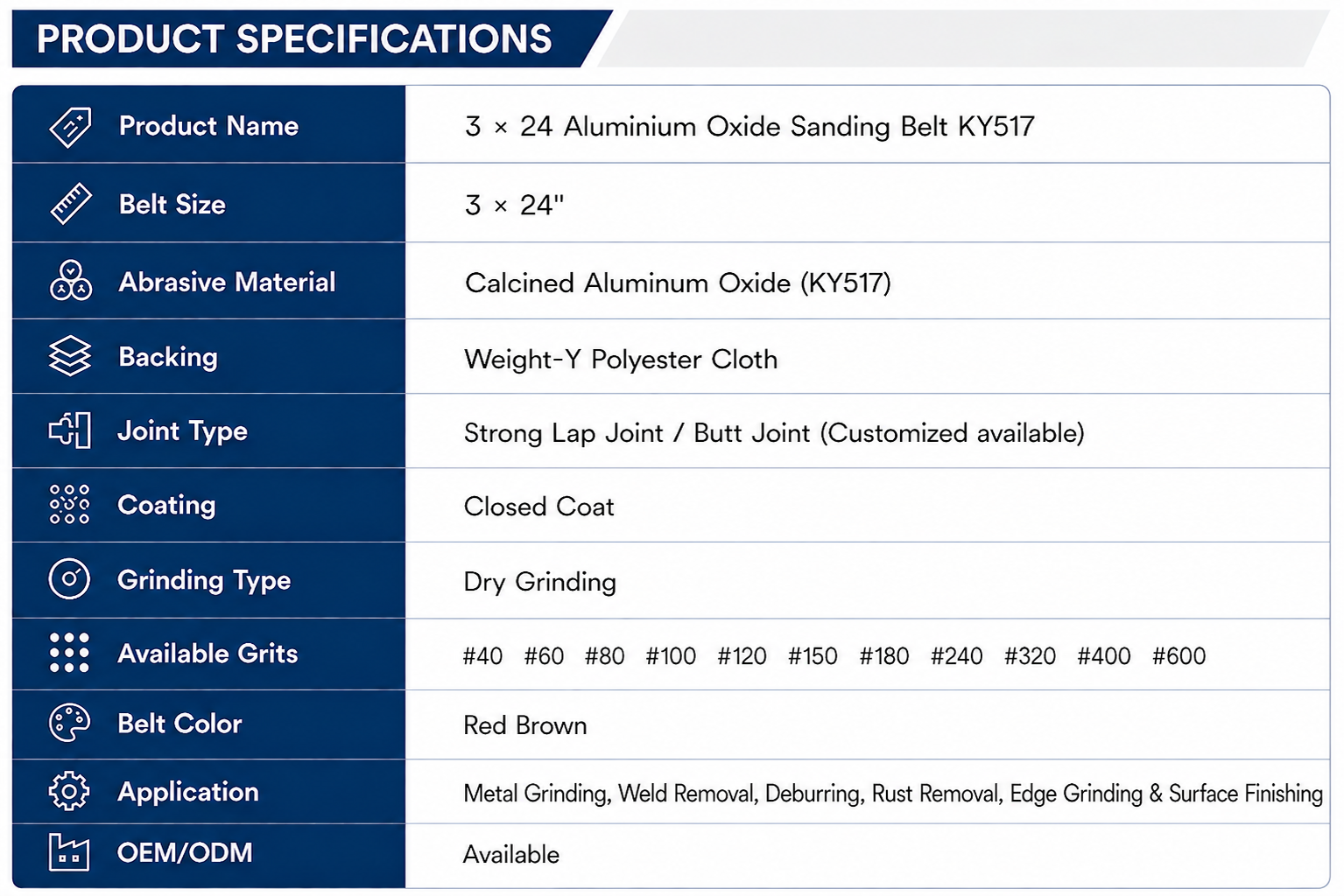 3 × 24 Aluminium Sanding Belt KY517